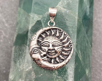 Sun and Moon Pendant, Sterling Silver, Sun Pendant, Moon Pendant, Celestial, Sun, Moon, Charm, Silver Moon, Silver Sun, Moon and Sun, 925