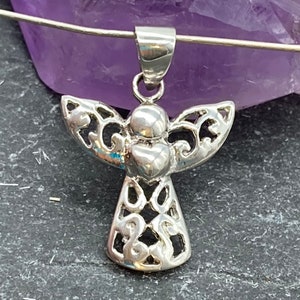 Angel Pendant, Sterling Silver, Angel Charm, Angel Wings, Charm, Angel, Religious, Silver Angel, 925, Sterling Angel, Christian