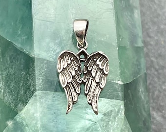Sterling Silver Angel Wings Pendant: Delicate Religious Charm