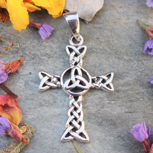 Celtic Cross, Sterling Silver, Irish Cross, Cross Pendant, Triquetra Pendant, Celtic Knot Pendant, Celtic Knot, Religious Pendant, 925