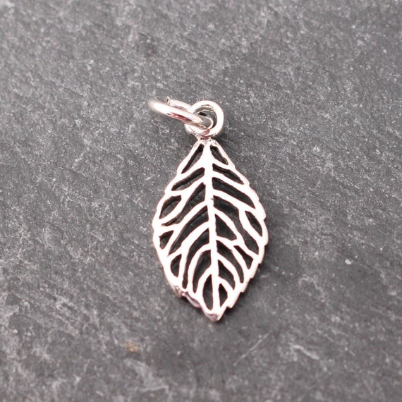 Sterling Silver Leaf Charm: Nature Pendant (22mm)