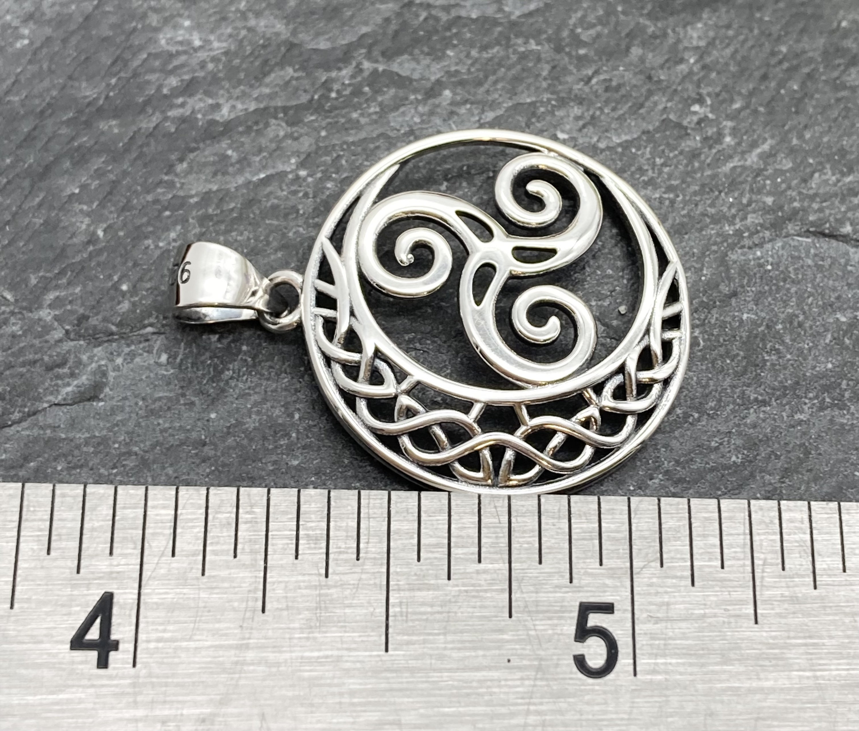 Triskelion Moon Pendant Sterling Silver Irish Pendant | Etsy