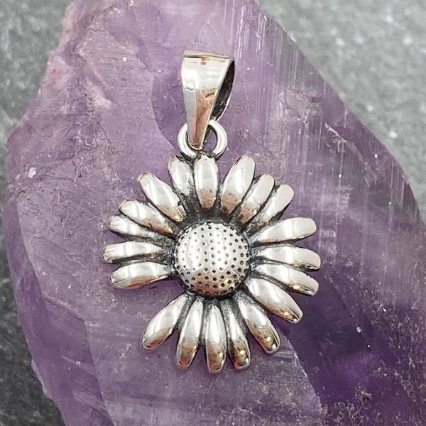 Daisy Pendant, Sterling Silver, 925, Flower Pendant, Floral, Daisy, Necklace, Charm, Necklace Component, Pendant, Silver Daisy, Love