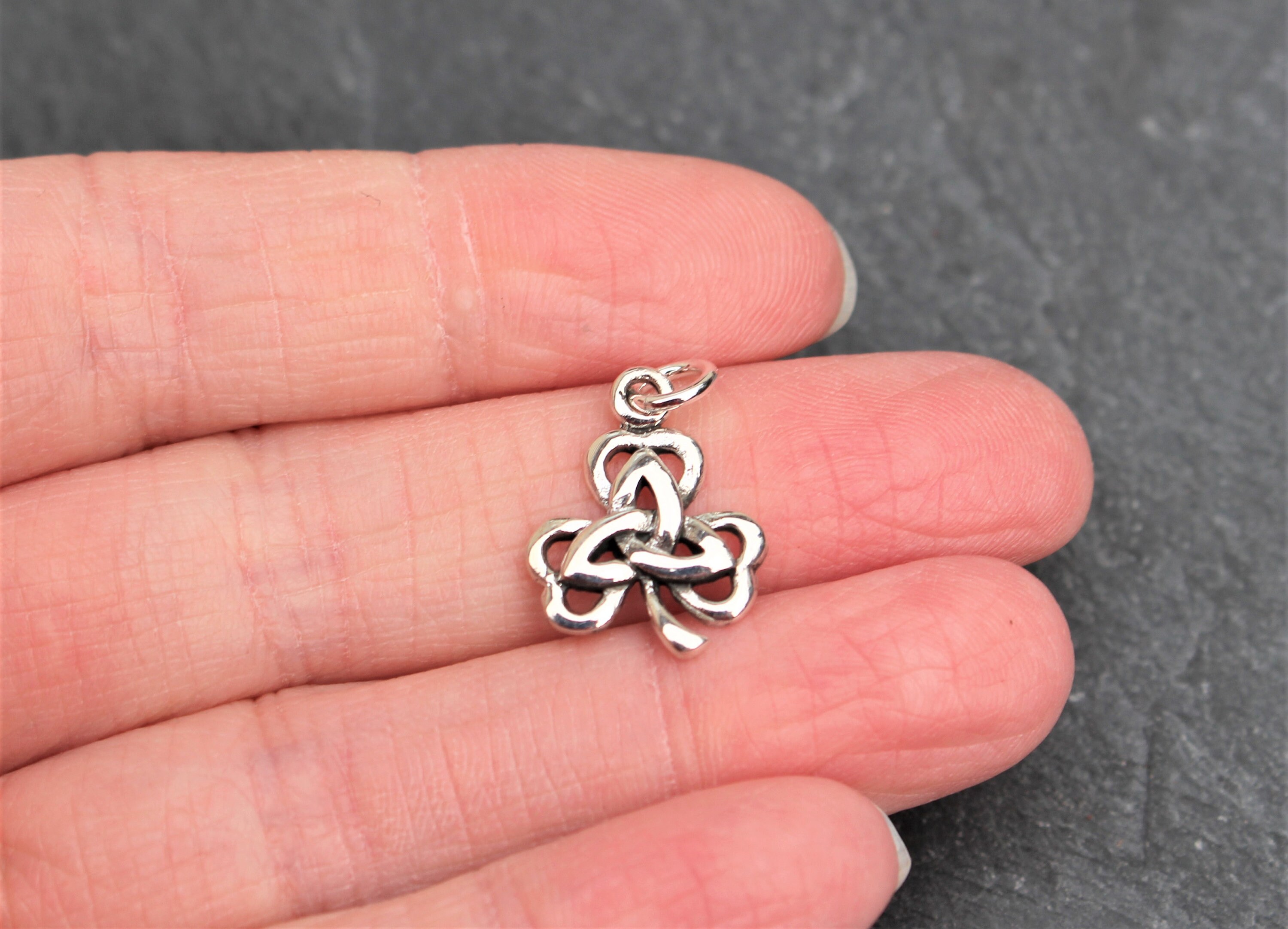 Celtic Knot Shamrock Charm Pendant Sterling Silver Celtic Etsy