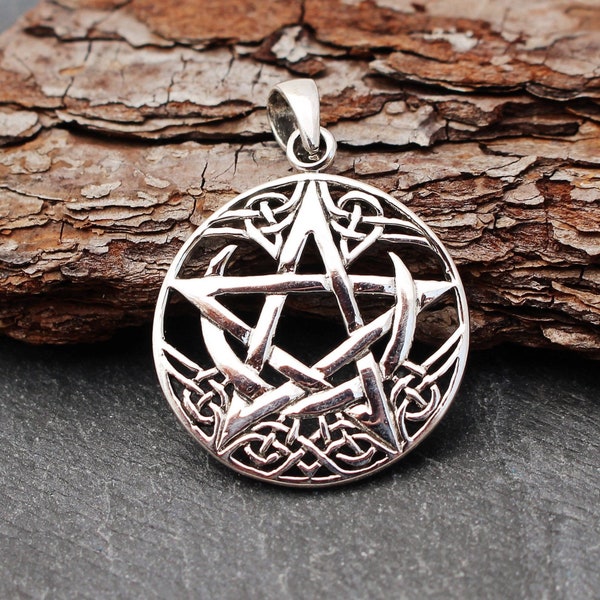 thumbnail image 2 of Moonlight Mysteries Sterling Silver Celtic Pentagram Pendant – Pentacle Necklace, 20" Cable Chain 2 of 2