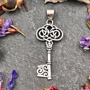 Key Pendant, Sterling Silver, Key Charm, Silver Key, Key Jewelry, Romantic, Fancy Key, Celtic Knot, Old Fashioned Key, Knot, Key, 925