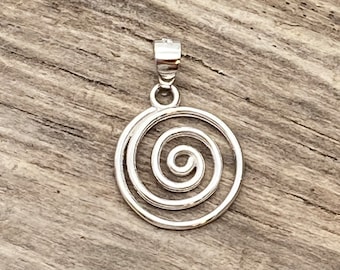 Sterling Silver Spiral Pendant, Swirl Design (22mm)