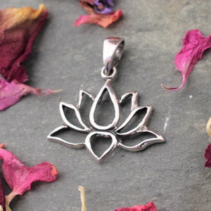 Lotus Pendant, Sterling Silver, Lotus Charm, Lotus Blossom, Lotus Necklace, Flower Pendant, Mindfulness Jewelry, Lotus Blossom, 925