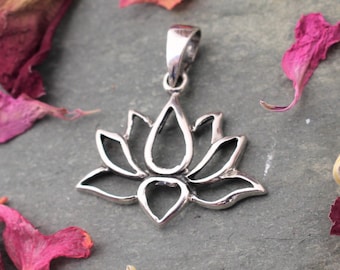 Lotus Pendant, Sterling Silver, Lotus Charm, Lotus Blossom, Lotus Necklace, Flower Pendant, Mindfulness Jewelry, Lotus Blossom, 925