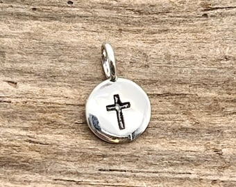 Tiny Sterling Silver Cross Charm Pendant