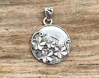 Sterling Silver Plumeria Flower Pendant: Delicate Floral Charm