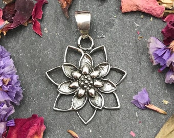 Sterling Silver Lotus Flower Pendant: Blooming Blossom Charm