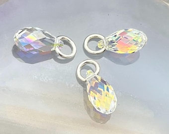 One Swarovski Crystal Charm, Sterling Silver: April Birthstone