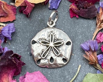 Small Sand Dollar Charm, Sterling Silver, Small Sand Dollar, Pendant, Ocean Pendant, Ocean Charm, Beach Jewelry, 925