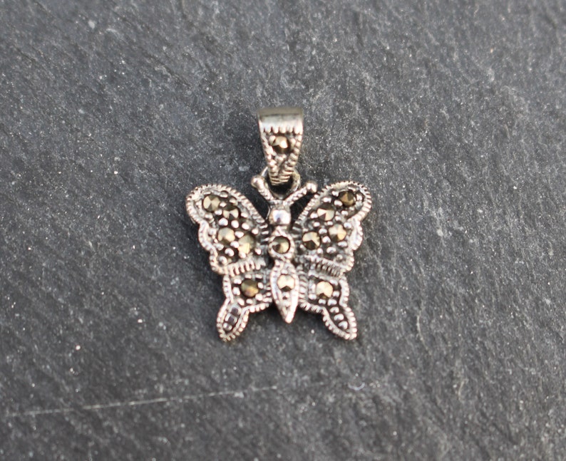 Silver Butterfly Sterling Silver Butterfly Necklace Butterfly Charm Small Butterfly Butterfly Pendant Fancy Butterfly Marcasite