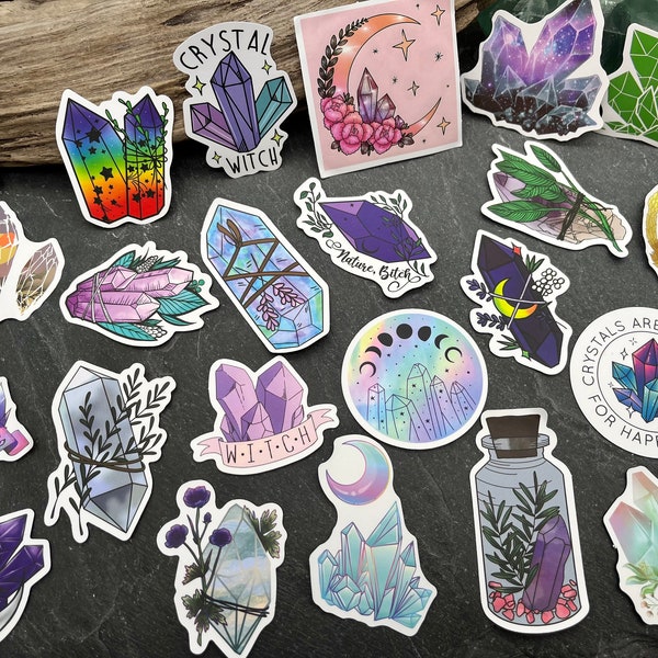 Crystal Stickers, Gemstone, Magical Stickers, Witch Stickers, Moon Stickers, Colorful Stickers, Colorful Crystals, Scrapbook Stickers