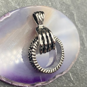 Creepy Hand Fidget Pendant: Antique Silver Tone
