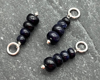 Genuine Sapphire Pendant / Charm, Sterling Silver (1)