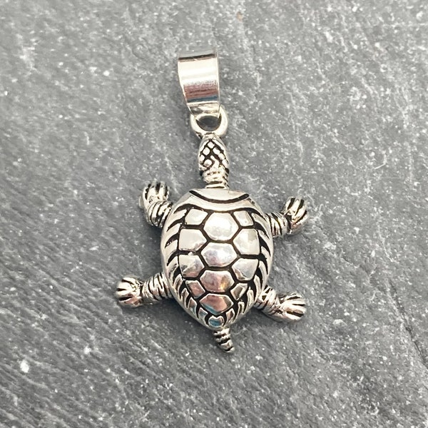 Turtle Pendant, Sterling Silver, Turtle Charm, Realistic Turtle, Silver Turtle, Turtle, Tortoise, 3D, Moveable Parts, 925