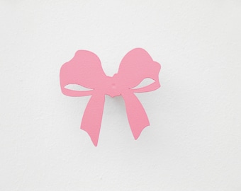 Pink Ribbon Bow, Wall Hook, Girls Wall Decor, Jewelry Holder, Baby shower gift