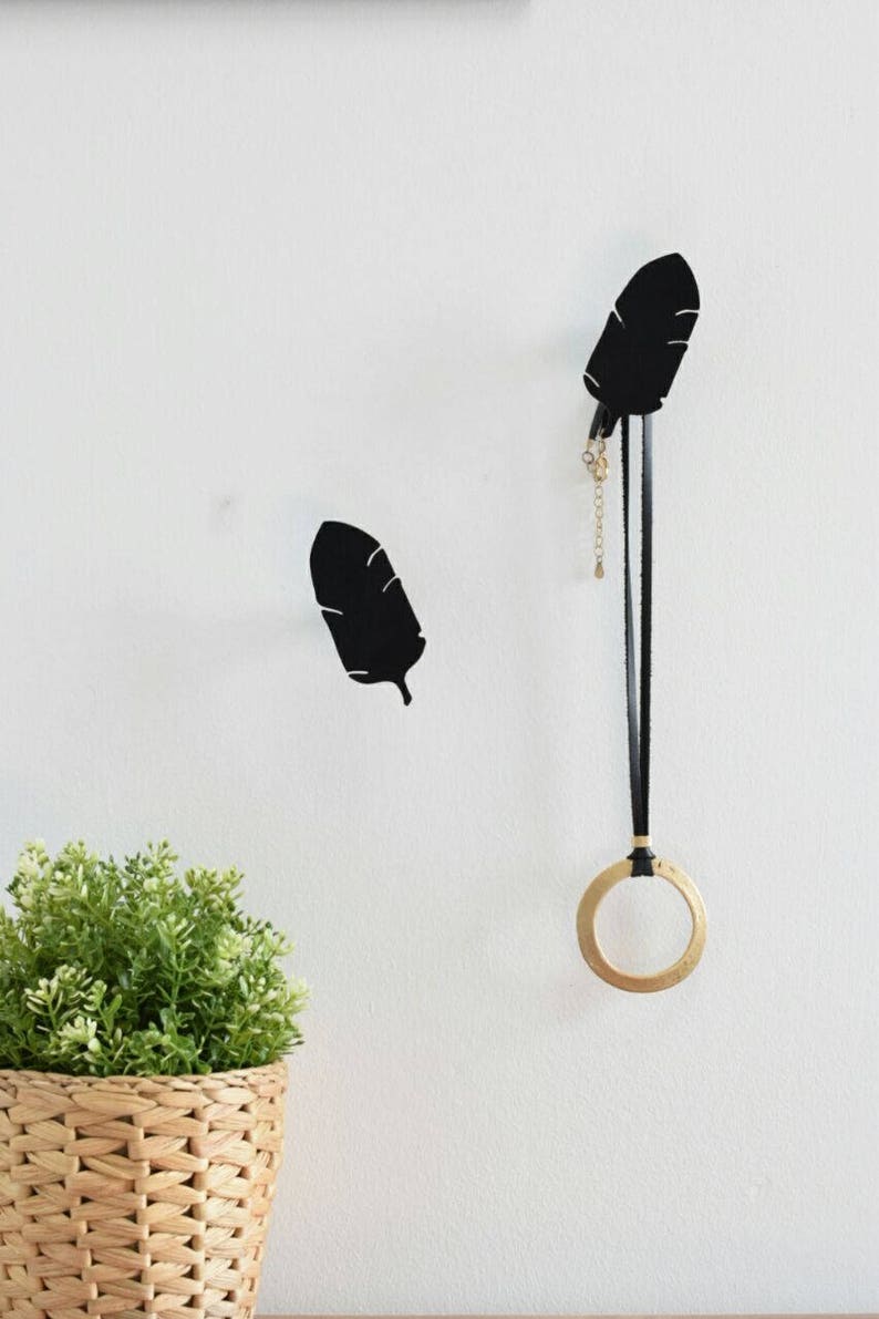 Feathers Wall Hooks Jewelry Holder, Jewelry Organizer, Modern wall hook image 3