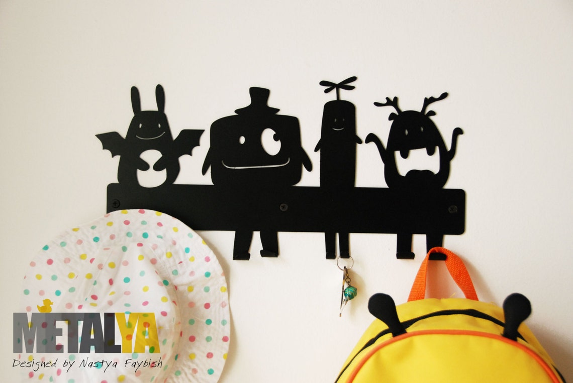 Kids Wall Hooks Monsters Coat Rack Kids Wall Hanger Nursery | Etsy