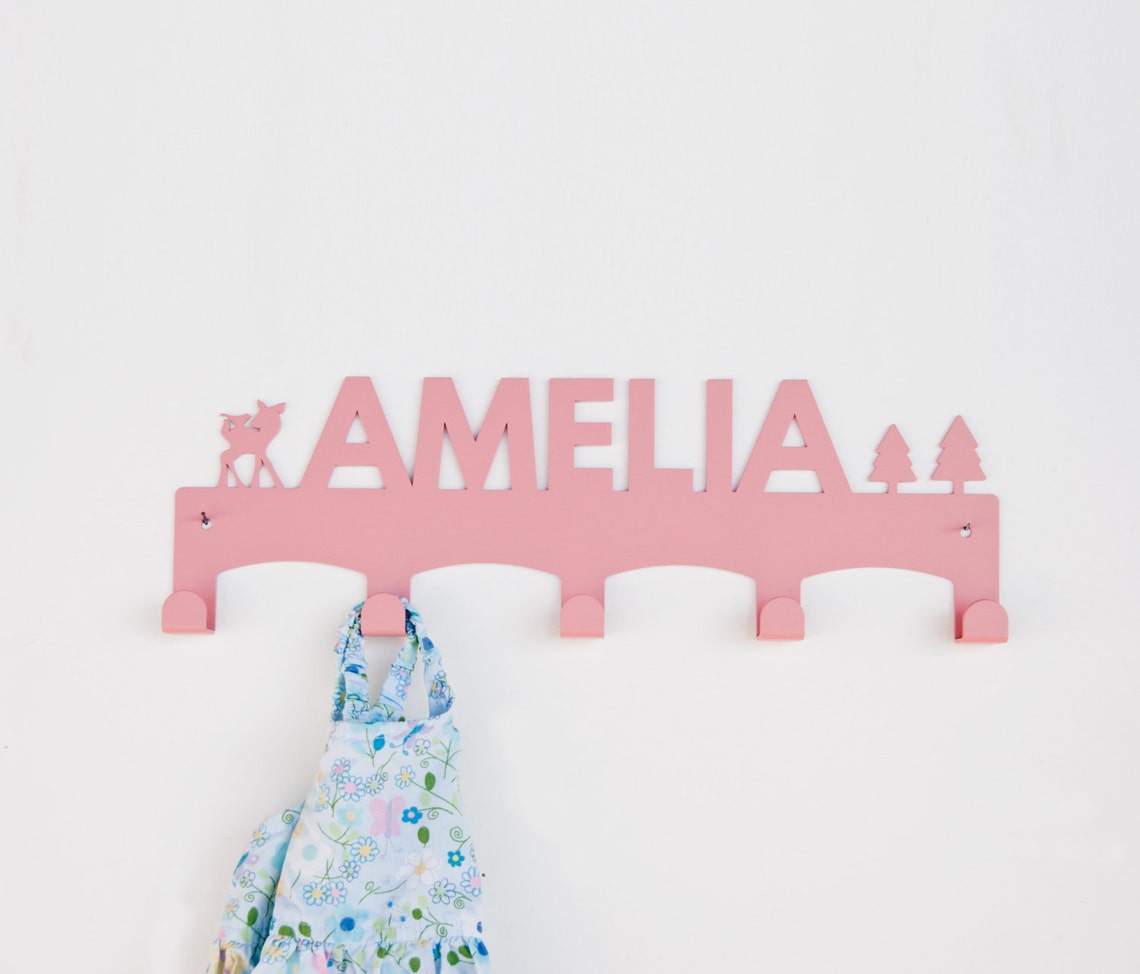 Amelia / Custom Coat Rack / Personalized wall Hanger / Girl Etsy