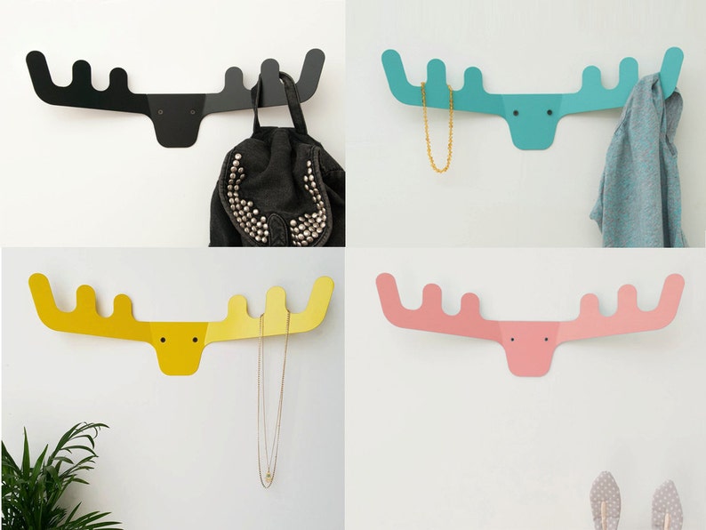 Coat Rack Faux Deer Head Modern Hanger Wall Decor Hooks Scandinavian Design