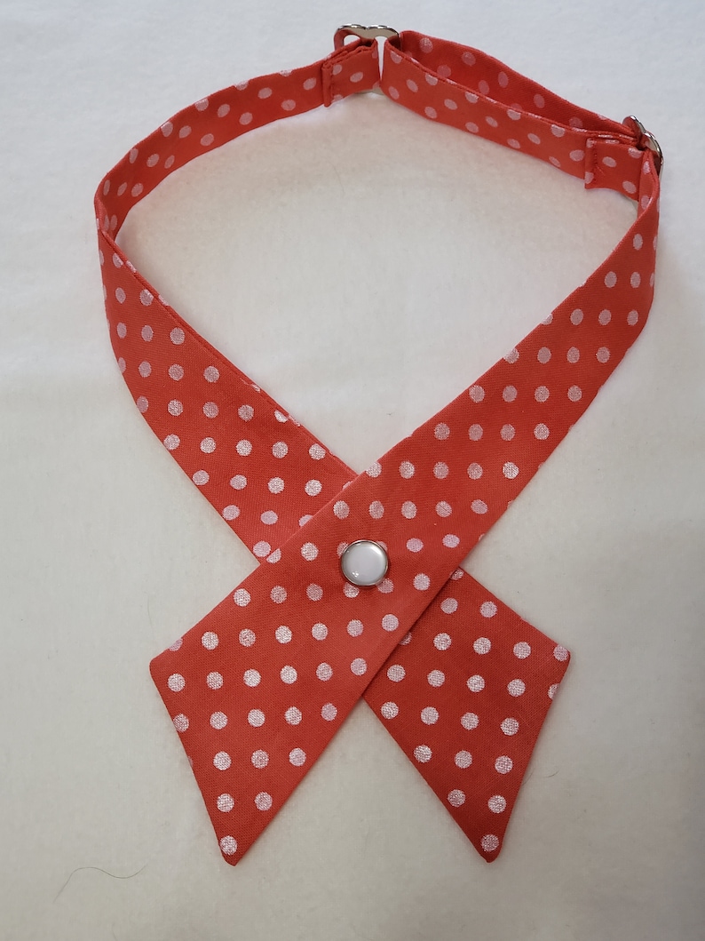 Coral with White Polka dots Cross Tie