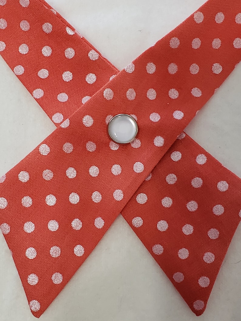 Coral with White Polka dots Cross Tie