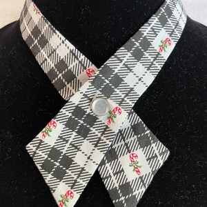 Cross Tie with Candy Canes on Black and White Plaid