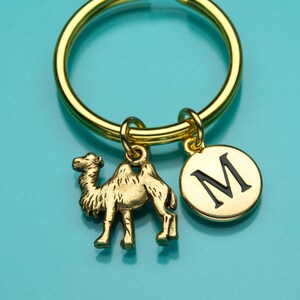 Camel Keychain, Gold Camel Key Ring, Dromedary Keychain, Animal Charm, Initial Keychain, Personalized Keychain, Charm Keychain, 446