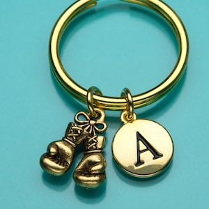Boxing Gloves Keychain, Gold Boxing Gloves Key Ring, Golden Gloves, Initial Keychain, Gift Under 25,  Charm Keychain, 479