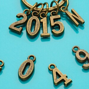 Number Keychain, Bronze Number Key Ring, Numerals, Initial Keychain, Personalized Keychain, Custom Keychain, Charm Keychain, 550
