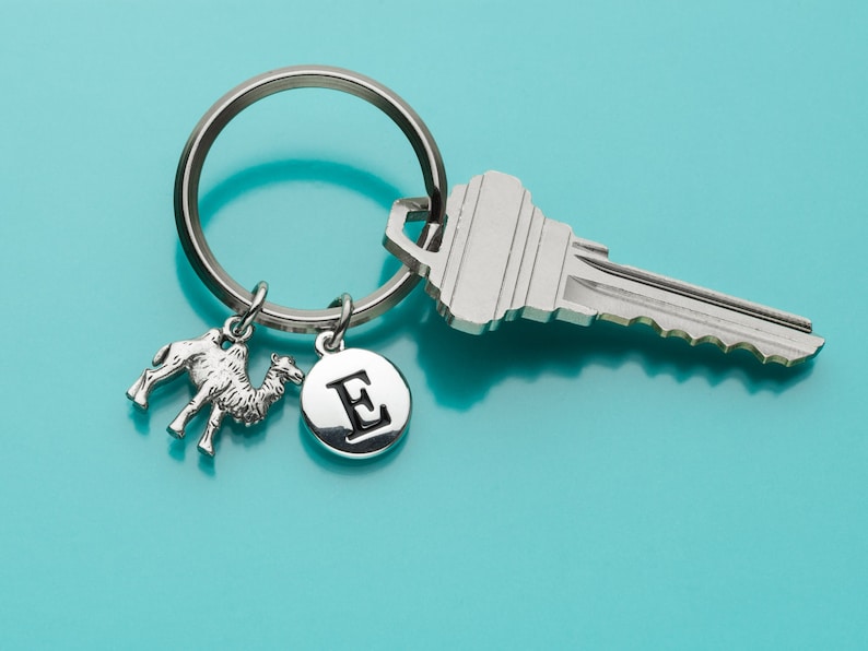 Camel Keychain, Camel Key Ring, Dromedary Charm, Initial Keychain ...
