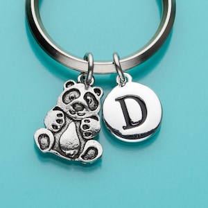 Panda Keychain, Panda Key Ring, Bear Keyring, Initial Keychain, Personalized Keychain, Custom Keychain, Charm Keychain, 267