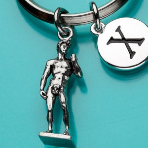 Michelangelo&#39;s David Keychain, Michelangelo&#39;s David Key Ring, David Sculpture, Italy Souvenir, Initial Keychain, Personalized Keychain, 252