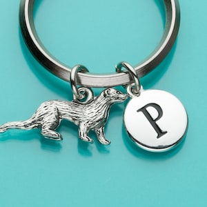 Ferret Keychain, Ferret Key Ring, Initial Keychain, Personalized Keychain, Custom Keychain, Charm Keychain, 134
