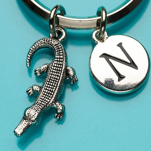 Alligator Keychain, Alligator Key Ring, Crocodile, Gator, Initial Keychain, Personalized Keychain, Custom Keychain, Charm Keychain, 4