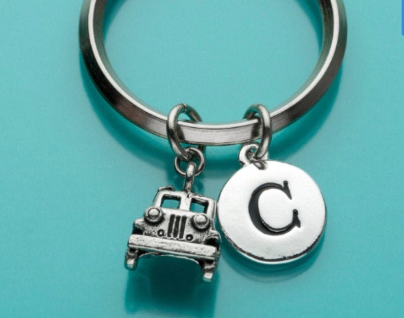 Jeep Keychain Jeep Key Ring Initial Keychain Personalized Etsy
