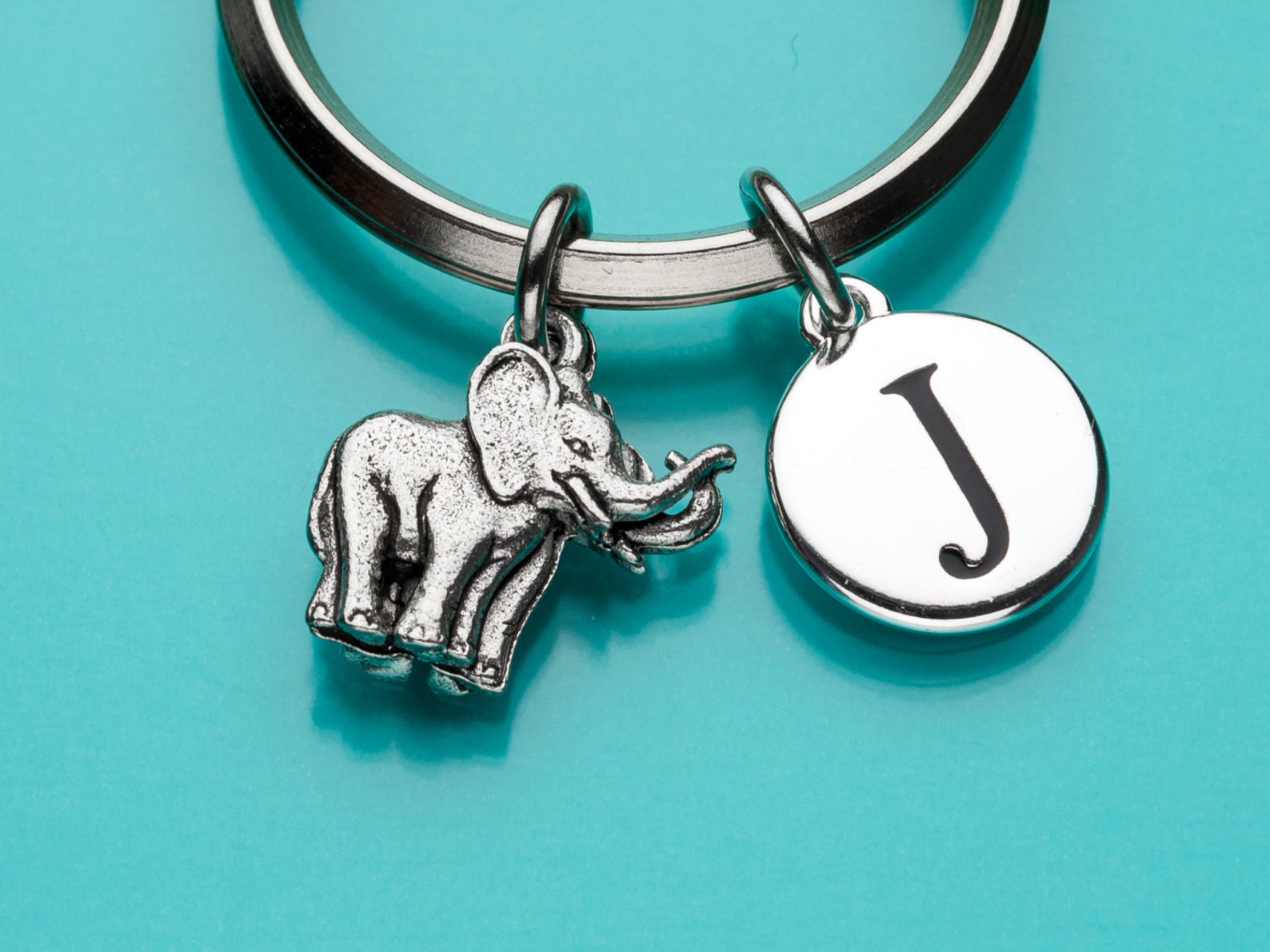 Elephant Pair Keychain Elephant Key Ring Animal Charm Etsy