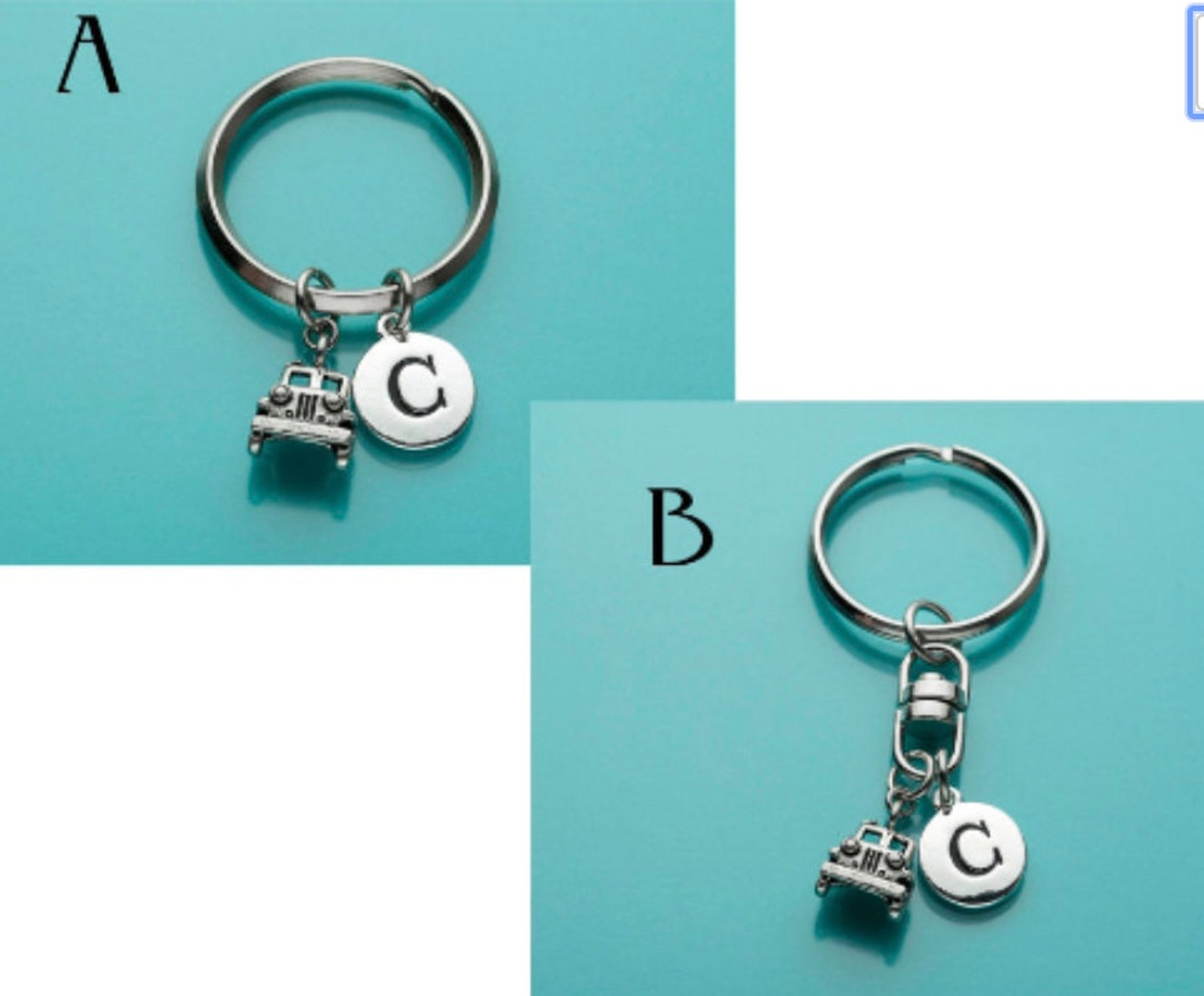 Jeep Keychain Jeep Key Ring Initial Keychain Personalized Etsy