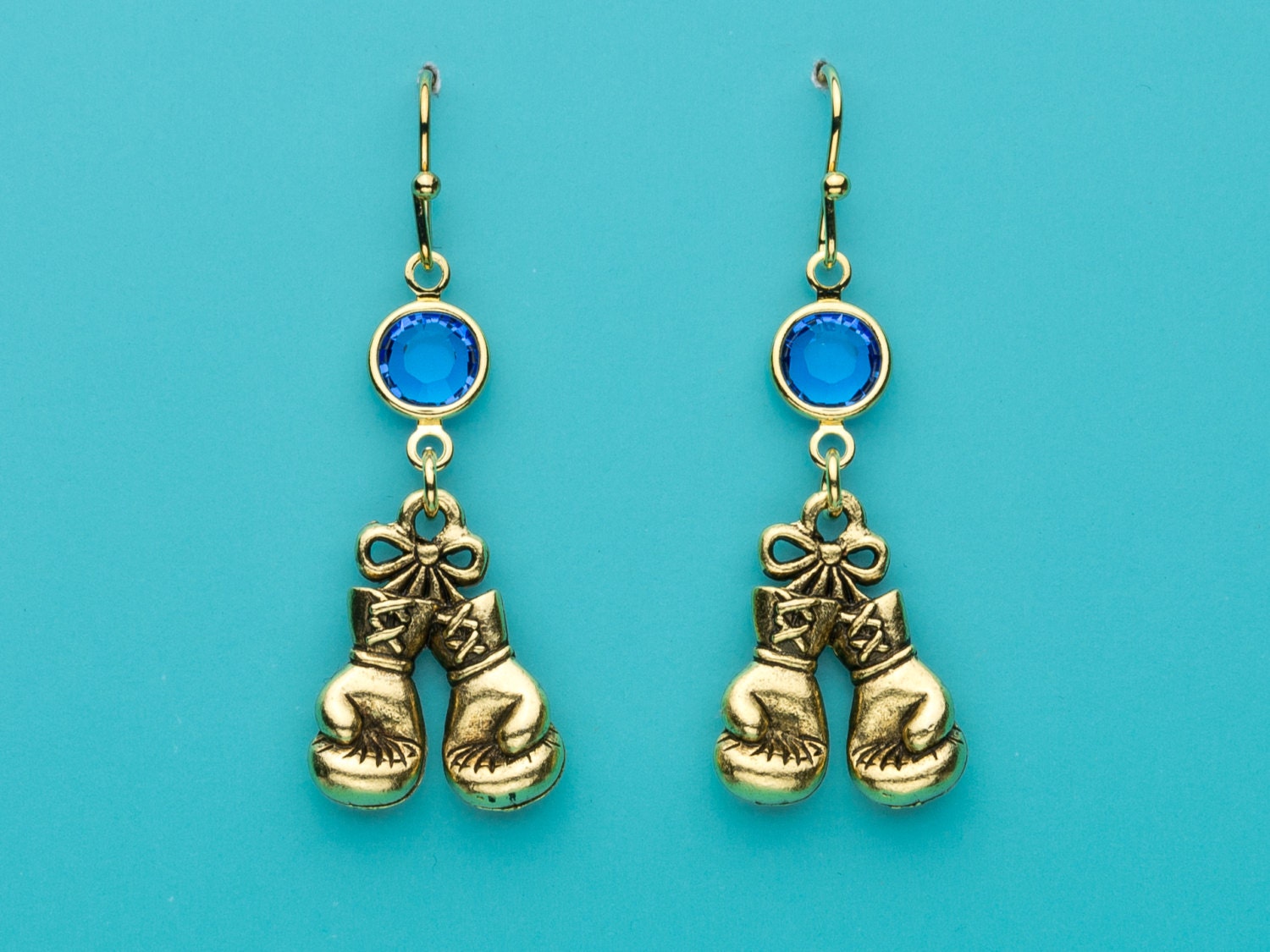 Boxing Gloves Earrings Charm Earrings Sapphire Crystal Etsy
