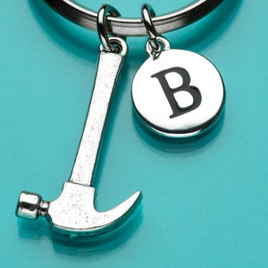 Hammer Keychain, Hammer Key Ring, Claw Hammer, Tool Charm, Initial Keychain, Personalized Keychain, Custom Keychain, Charm Keychain, 173