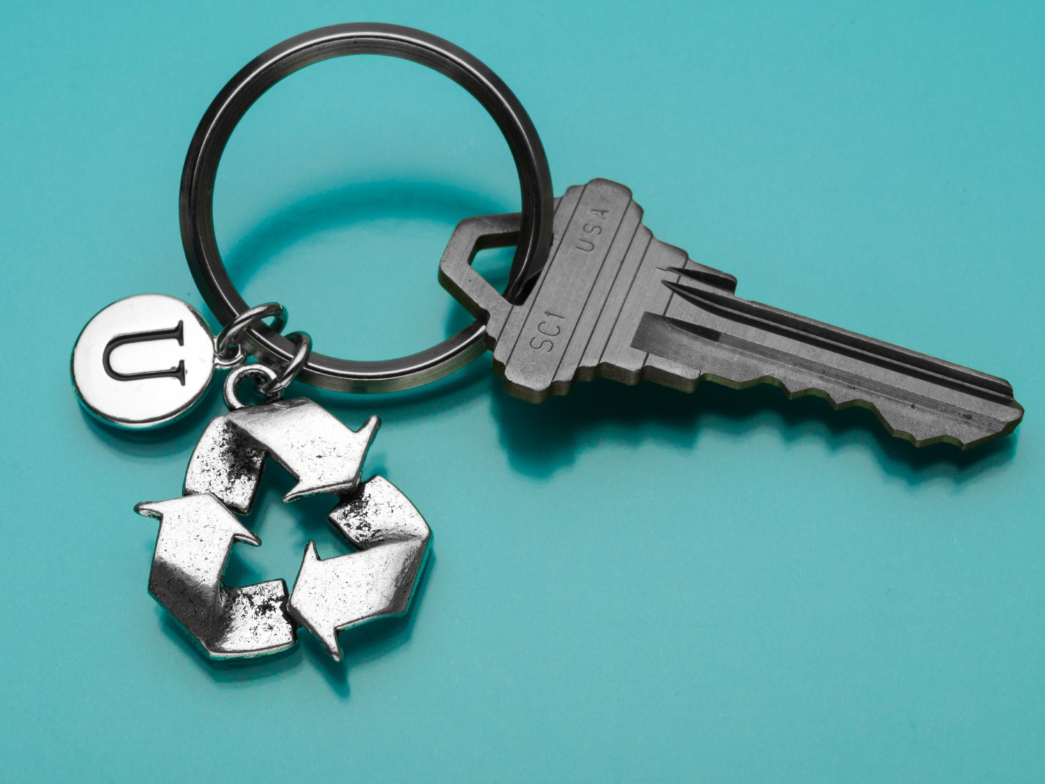 Recycle Keychain Recycle Symbol Key Ring Recycling Charm Etsy