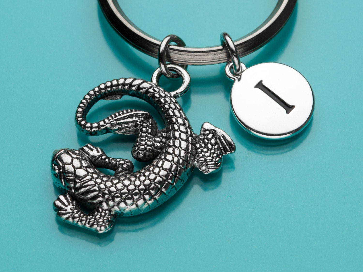 Salamander Keychain, Salamander Key Ring, Animal Charm, Reptile