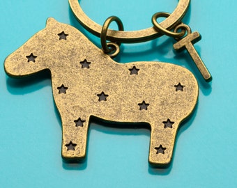Donkey Keychain, Bronze Donkey Key Ring, Animal Charm, Democrat Keychain, Horse Keychain, Initial Keychain, Personalized Keychain, 523