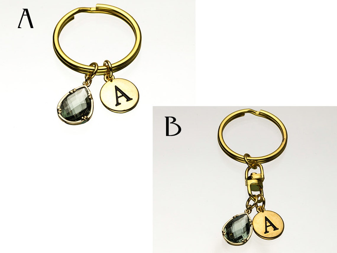 Black Diamond Crystal Gem Keychain Gold Gray/green Crystal Etsy