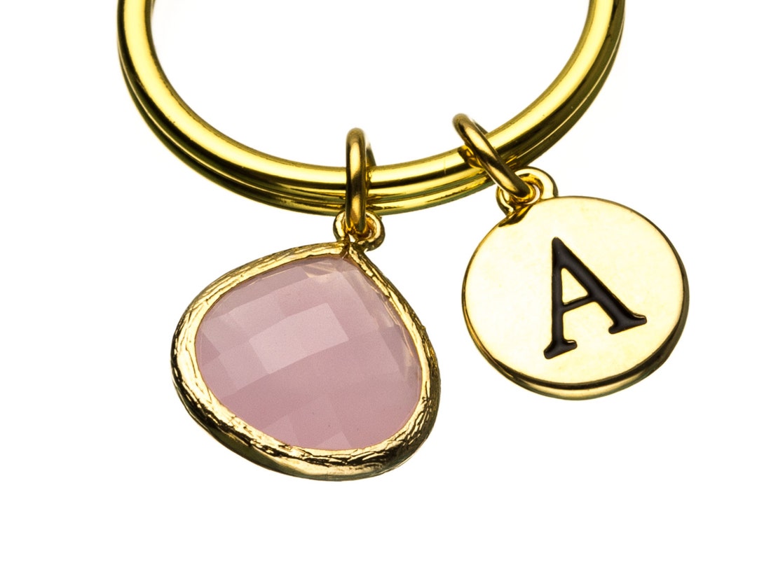 Ice Pink Crystal Gem Keychain Gold Pink Crystal Key Ring - Etsy