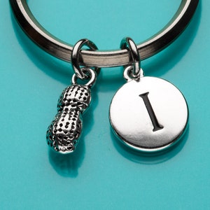 Peanut Keychain, Peanut Key Ring, Food Charm, Circus Charm, Initial Keychain, Personalized Keychain, Custom Keychain, Charm Keychain,  595